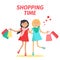 Friends Shopping Time Flat Vector Concept
