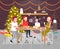Friends sitting at table having christmas dinner merry xmas happy new year winter holidays celebration concept modern