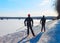 Friends skiing at winter Rovaniemi