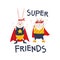 Friends superheroes poster with cute animals
