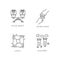 Friends togetherness pixel perfect linear icons set. Customizable thin line contour symbols. Mutual benefit, helping