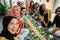 Friends woman taking selfie together before eating their lunch