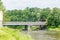 Friendship bridge over Olza river between Polish Cieszyn and Czech Cesky Tesin. Border bridge between Poland and Czech Republic.