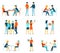 Friendship brotherhood flat vector icons set