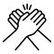 Friendship cohesion hands icon, outline style