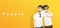 Friendship concept with two young men having fun and standing on yellow background