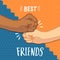 Friendship day best friends fist bump cartoon card