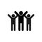 Friendship icon. Symbol of joyful friends with their hands up. A group of people celebrating the victory. Vector EPS 10
