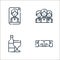 friendship line icons. linear set. quality vector line set such as fist, wine, friends