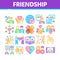 Friendship Relation Collection Icons Set Vector