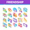 Friendship Relation Isometric Icons Set Vector