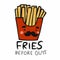 Fries before guys cartoon vector illustration