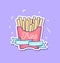 Fries before guys feminine inspirational poster with french fries and ribbon in trendy linear design isolated on violet