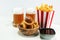 Fries and onion rings for football on a table. Great for Bowl Game