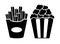 Fries and popcorn snack vector icon