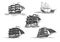 Frigate ship sailing vessel vector isolated icons