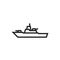 Frigate warship line icon. military ship symbol. isolated vector image
