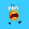 Frightened bitcoin character screaming, funny crypto currency emoticon vector Illustration on a sky blue background