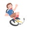 Frightened Boy Falling from Bike, Traumatic Situation, Health Risk, Pain, Injury Cartoon Style Vector Illustration