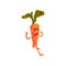 Frightened Carrot, Cute Vegetable Character with Funny Face Vector Illustration