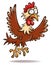 Frightened cartoon chicken