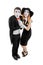Frightened mimes on white background