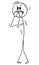 Frightened Person Facing Horror, Vector Cartoon Stick Figure Illustration