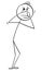 Frightened Person Hiding and Protecting Face, Vector Cartoon Stick Figure Illustration