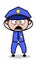 Frightened - Retro Cop Policeman Vector Illustration