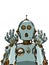the frightened robot raised its hands in surprise. Emotions of artificial intelligence. retro mechanism