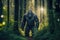 frightening mysterious bigfoot hides in dense forest thickets