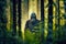 frightening mysterious bigfoot hides in dense forest thickets