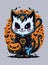 Frightfully Adorable: Kitten in Halloween Mood for Stickers and Tees