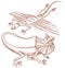 Frilled-necked lizard, flying dragon or agama in Australia. wild animals in nature. vector illustration for book or pet