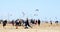 Frisbee and kitesurfing on the beach of Castelldefels