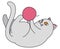 Frisky cat playing with a ball of wool, Vector illustration