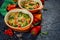 Frittata with broccoli in two ceramic forms