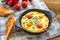 Frittata (italian omelet) with paprika and cherriy tomatoes.