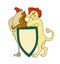 Frivolous lion and eagle hold arms. Vector color image.