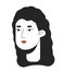 Frizzy hair woman caucasian 2D linear cartoon character head