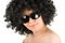 Frizzy woman with sunglasses