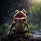 Frog afraid of rain