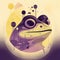 Frog Animal Drawn AI Generative Head Portrait Yellow Purple Illustration