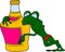 Frog with a bottle