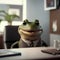 Frog Businessman In The Office. Generative AI