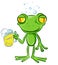 Frog cartoon enjoy a glass of beer