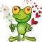 Frog cartoon in love