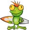 Frog cartoon surfer