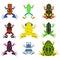 Frog cartoon tropical animals and green nature icons