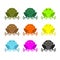 Frog color Set . Colored toads. Woody Orange frog. Yellow and bl